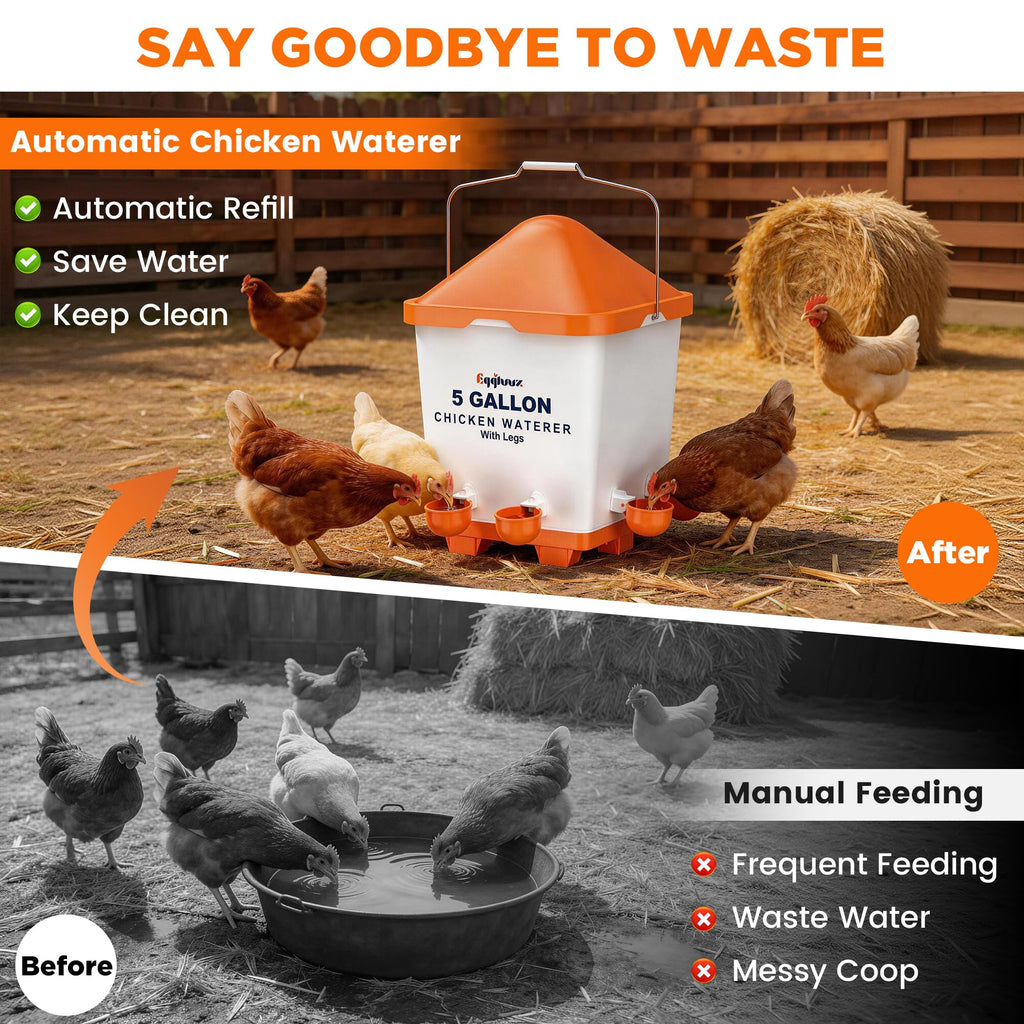 5 Gallons Chicken Waterer Bucket with Cups and Adjustable Legs C12668