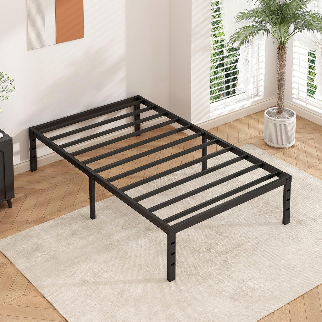 14 Inch Tall Black Metal Platform Twin Size Bed Frame R41216